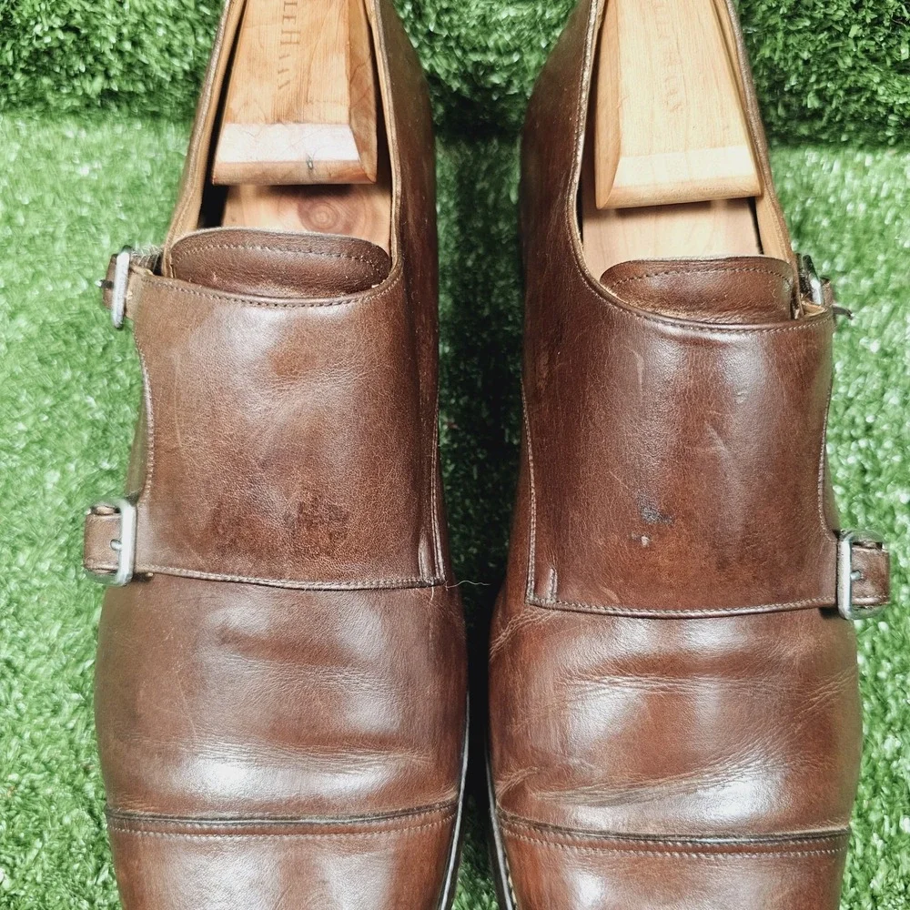 Meermin Mallorca Double Monk Strap Brown Leather Dress Shoes Mens Size 10